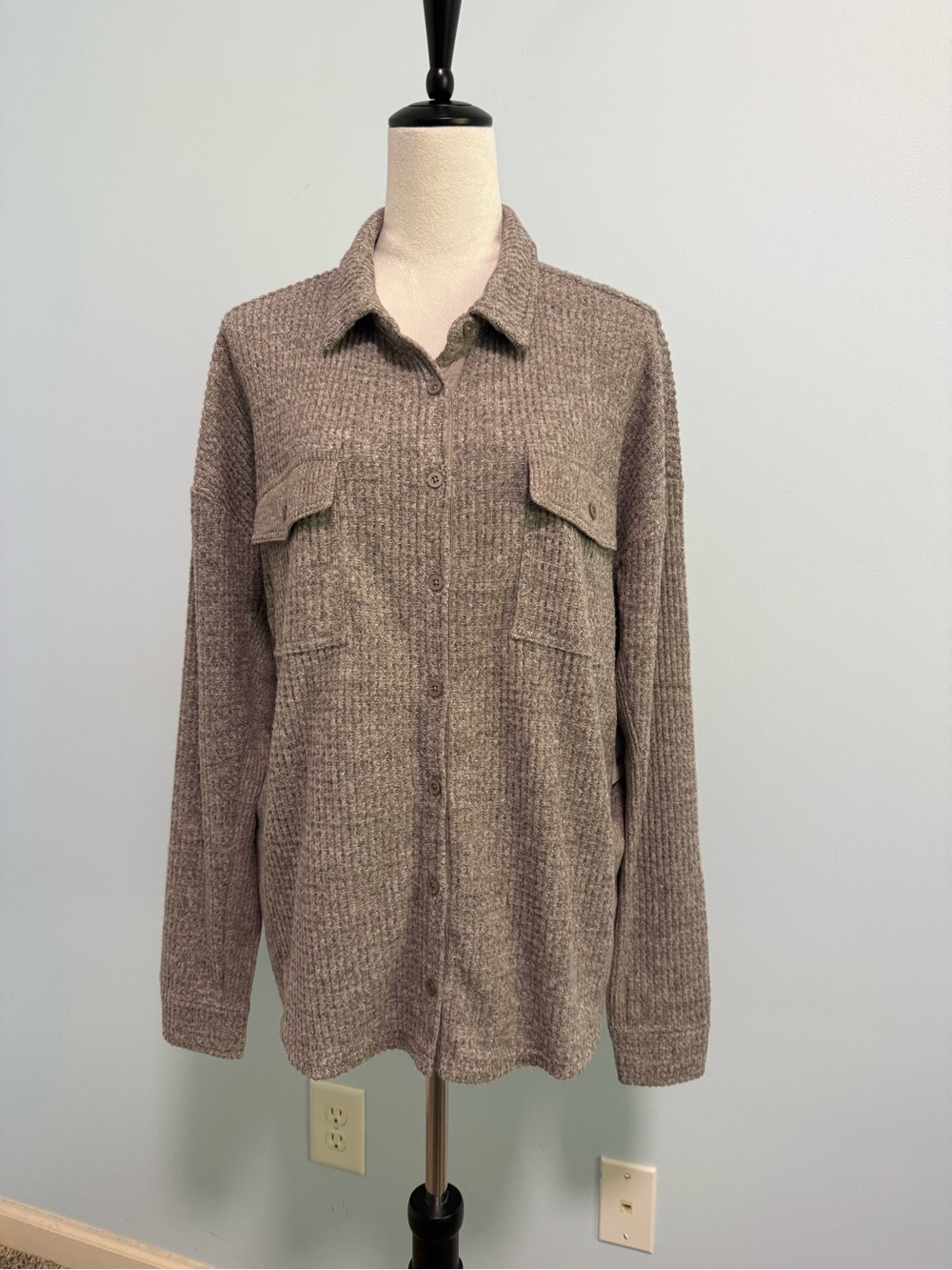 Lucky Brand Cloud Soft Women’s Oversized Long Sleeve Brown Blouse Size L